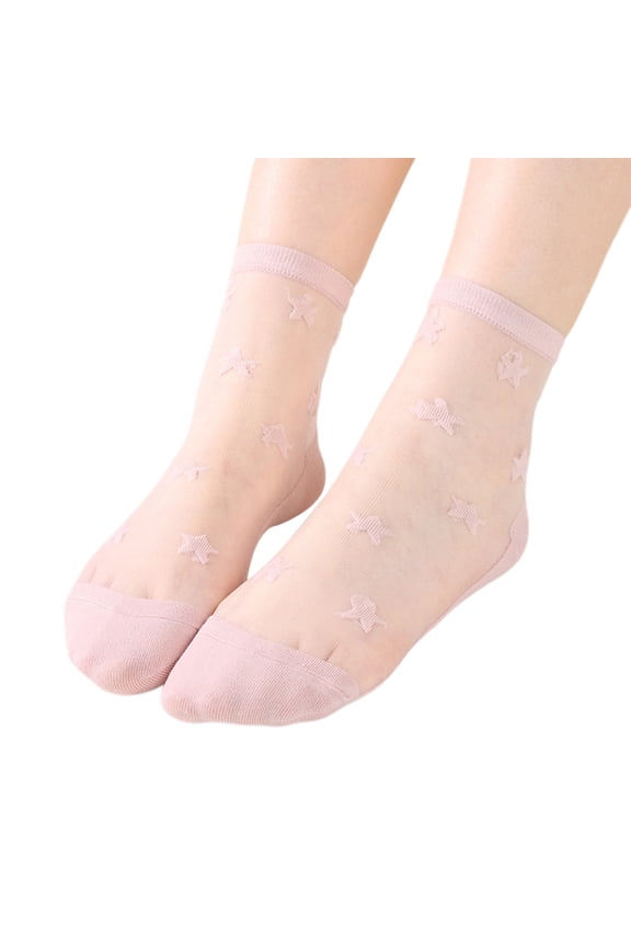 Ladies Spring and Summer Leisure Transparent Solid Colour Star Stockings Cool Glass Stockings Soft Short Stockings Latex Rubber Stocking Socks Athletic Socks Men Man of Men Socks Men Wont Stop