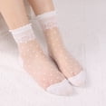 thumbnail image 1 of Ladies Spring Summer Leisure Transparent Solid Stockings Cool Glass Soft Short Socks, White, 1 of 2