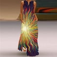 thumbnail image 1 of Ladies Spring Summer Long Dress Women Green Sleeveless V-neck Loose Party Dresses Casual Leaf Print Vintage Beach Dress, 1 of 6