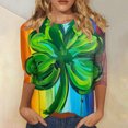 thumbnail image 1 of Ladies St. Patrick's Day Tops, 3/4 Sleeve T Shirt Women, Crew Neck Blouses Women's St. Patrick's Day Printed Fashion Tees Casual Crewneck 3/4 Sleeved Ladies Tops Blouses Shirts, 1 of 5