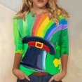 thumbnail image 1 of Ladies St. Patrick's Day Tops, 3/4 Sleeve T Shirt Women, Crew Neck Blouses Women's St. Patrick's Day Printed Fashion Tees Casual Crewneck 3/4 Sleeved Ladies Tops Blouses Shirts, 1 of 5