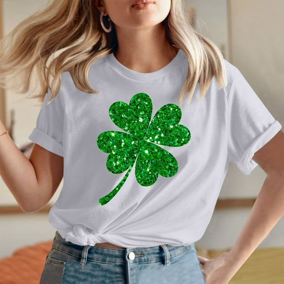 Ladies St Patricks Day Tops, Short Sleeve T Shirt Women, Round Neck Tee Shirts Women's Lover Love St. Patrick's Day Printed T-Shirt Crewneck Short Sleeved Blouse Tops