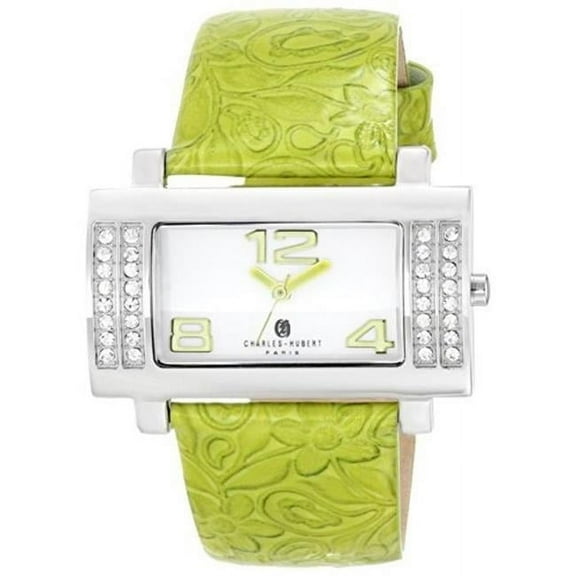 Ladies Stainless Green Leather Watch - 40 x 23 mm