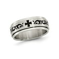 thumbnail image 1 of Ladies Stainless Steel 8mm Wedding Band Ring with Black Swirl Design for Men, 1 of 5