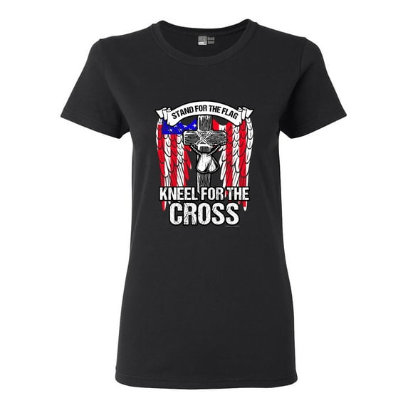Ladies Stand For The Flag Kneel For The Cross Army Necklace DT T-Shirt Tee