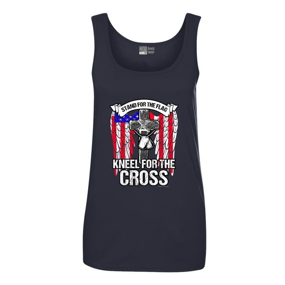 Ladies Stand For The Flag Kneel For The Cross Army Necklace DT Tank Tops