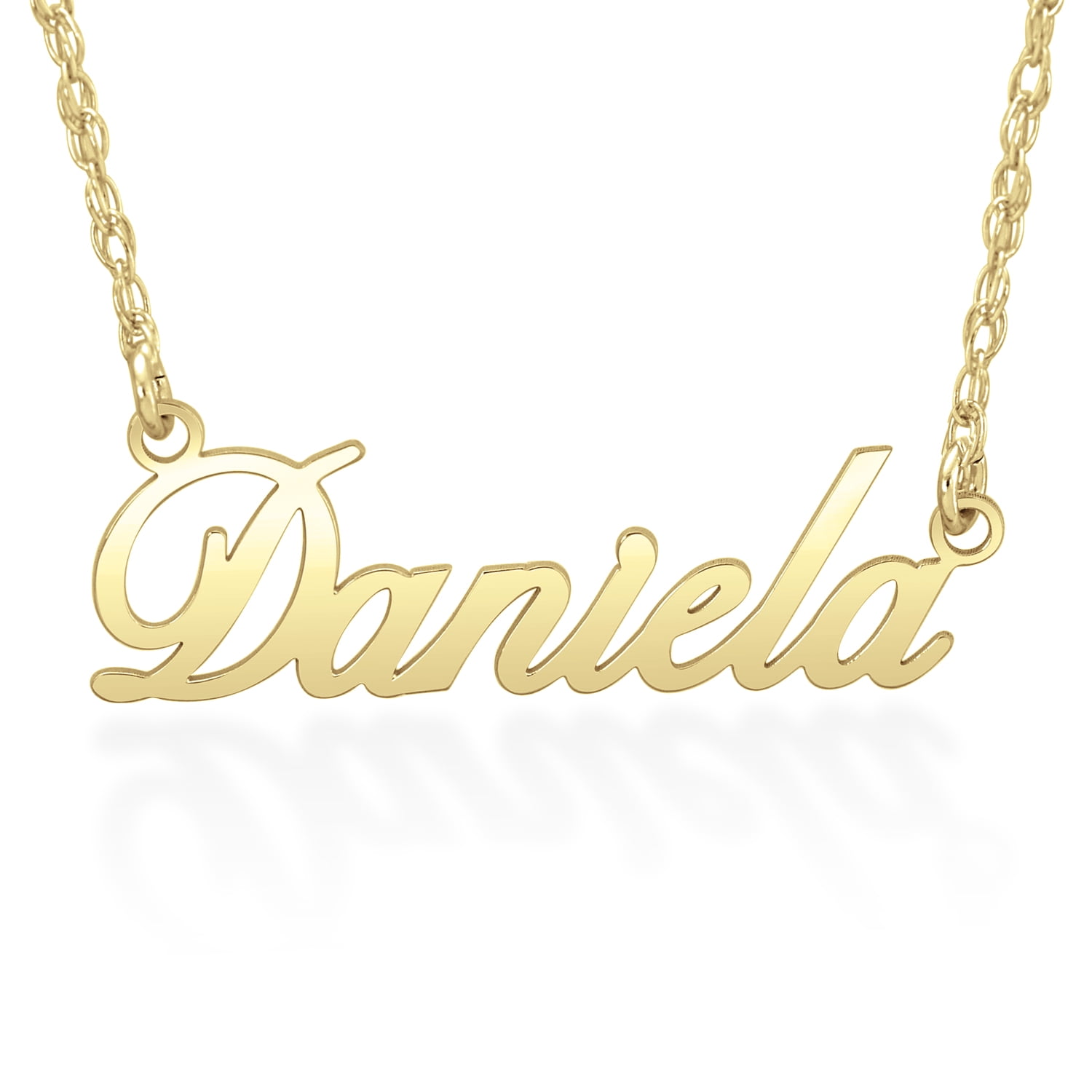 Ladies Sterling Silver Gold Plated Women's Hi Polish Name Personalized Necklace