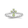 thumbnail image 1 of Gem & Harmony Ladies Sterling Silver Rhodium Peridot Cross Ring for Women, 1 of 5