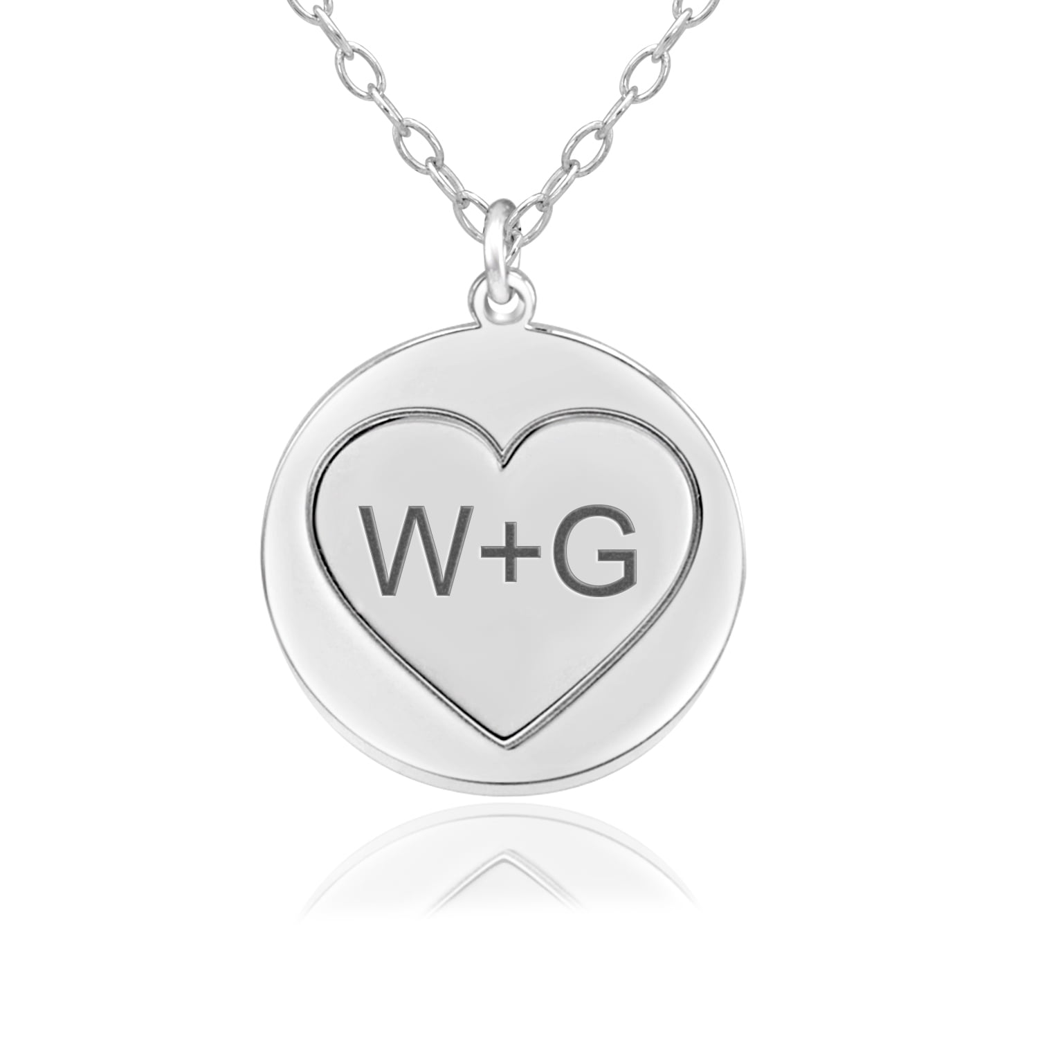 Ladies Sterling Silver Rhodium Plated 18mm High Polished Round Couples Initials Pendant