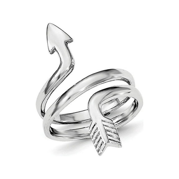 Gem & Harmony Ladies Sterling Silver Rhodium Plated Arrow Wrap Ring for Women