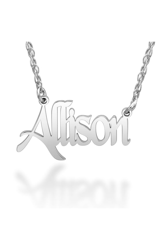 Ladies Sterling Silver Rhodium Plated Personalized Name Necklace