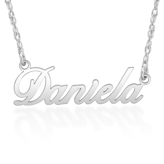 Ladies Sterling Silver Rhodium Plated Women's Hi Polish Name Personalized Necklace