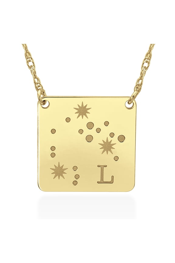 Ladies Sterling Silver Yellow Gold Plated 20mm High Polished Personalized Constellation Initial Necklace