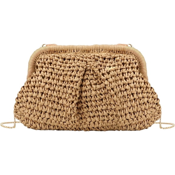 Ladies Straw Dumpling Clutch Bag, Summer Holiday Beach Women's Crossbody Bag, Raffia Woven Clutch Bag