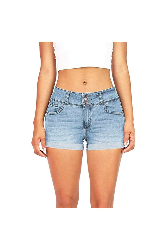 Ladies Streetwear Fashion Short Pants Women Low Waisted Washed Solid Short Mini Jeans Denim Pants Shorts