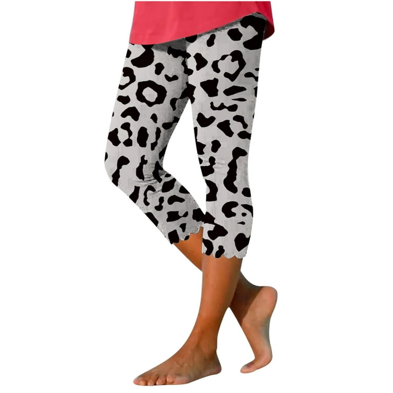 Ladies Stretch Capri Leggings Under Tunic Tops and Dress Graphic Printed  Beach Capris Cropped Pants Underpants (Medium, Gray)