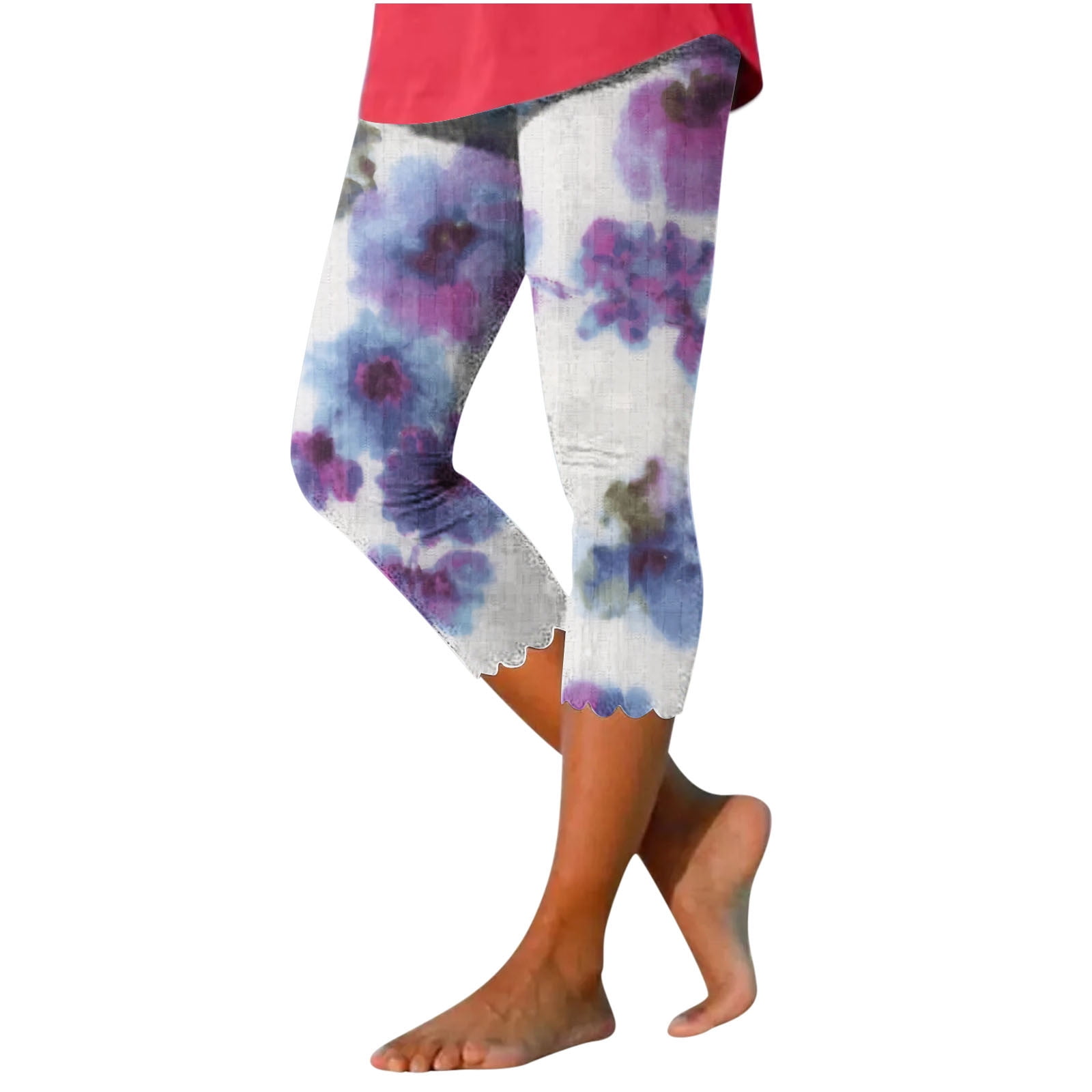 Dark Purple Women's Capri Leggings, Knee-Length Polyester Capris