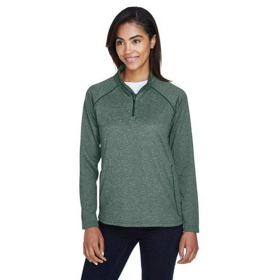 Ladies' Stretch Tech-Shell Compass Quarter-Zip - FOREST HEATHER - S