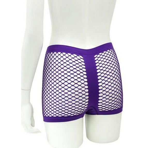 Ladies Stretchy Fishnet Boy Shorts Purple Fishnet Boy Shorts