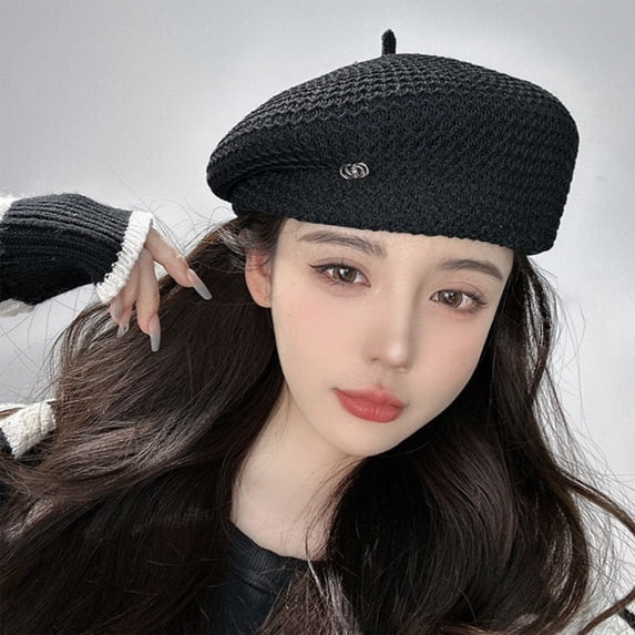 Ladies' Summer Adjustable Thin Beret, Lightweight Breathable Casual Hat, Outdoor Fashion and Beach Accessory, Comfortable Adjustable Headwear for Women Activities