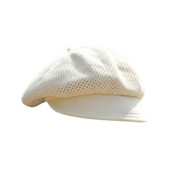 Ladies' Summer Beret, Breathable Beach Hat, Adjustable Casual Sun Protection, Lightweight Polyester Outdoor Headwear