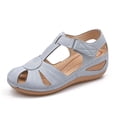 thumbnail image 1 of Ladies Summer Casual Hollow Slope Heel Beach Rome Pure Colour Large Size Sandal Slippers, 1 of 3