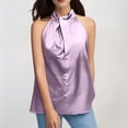 thumbnail image 1 of Ladies Summer Casual Sleeveless Solid Color Hanging Neck Jacket Arc Hem Casual Jacket All The Things 40b Shorts And Top Women Women Training Performer Top 4x Top Women Tang Top Wardrobe Top Baggy, 1 of 4