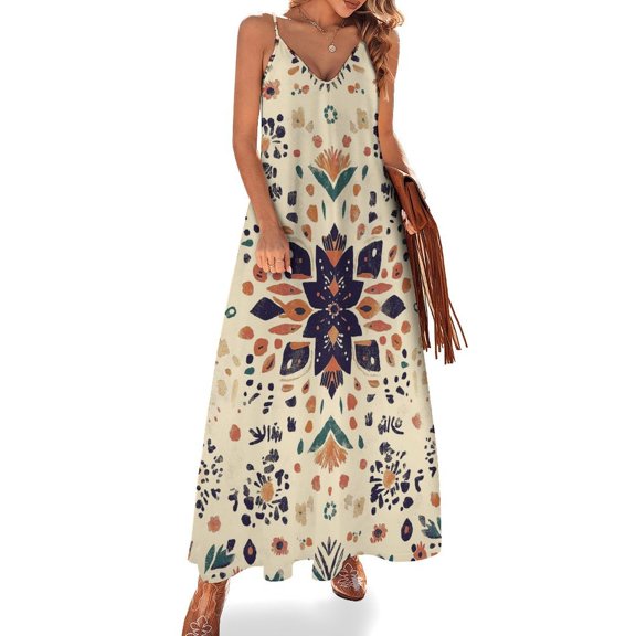 Ladies' Summer Dress Beach Sleeveless Bigspiral_boho_wallpaper_pattern_ac55846e-1dcd-49c1-ae11-a0b2423d55db_1 T-shirt Vest Sun Skirt