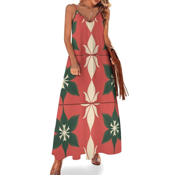 Ladies' Summer Dress Beach Sleeveless Bohemian Pattern T-shirt Vest Sun Skirt