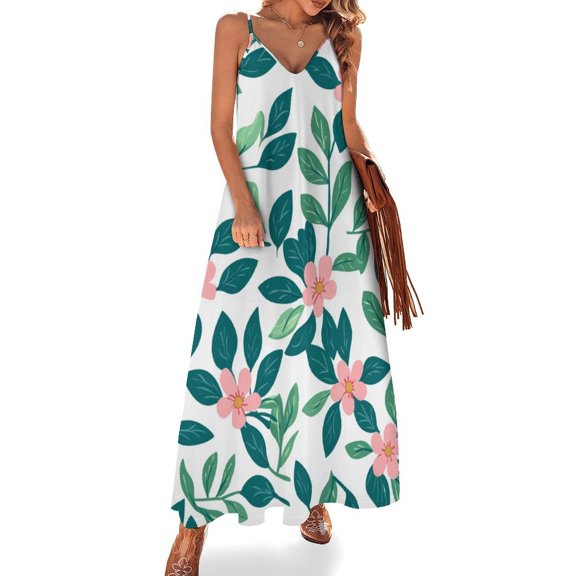 Ladies' Summer Dress Beach Sleeveless Bohemian Pattern T-shirt Vest Sun Skirt