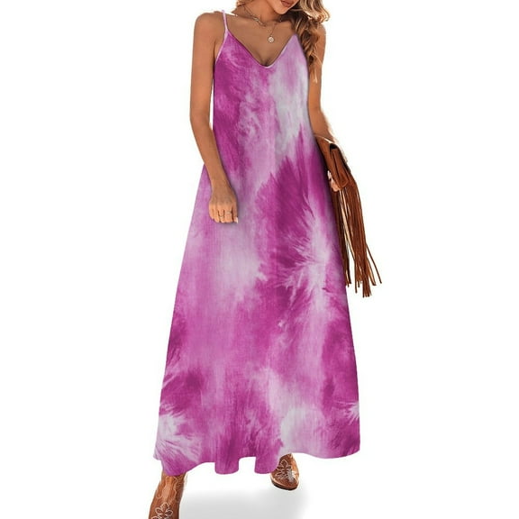 Ladies' Summer Dress Beach Sleeveless Colorful Tie Dye Vortex T-shirt Vest Sun Skirt