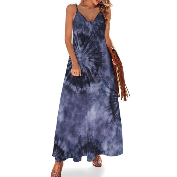 Ladies' Summer Dress Beach Sleeveless Colorful Tie Dye Vortex T-shirt Vest Sun Skirt