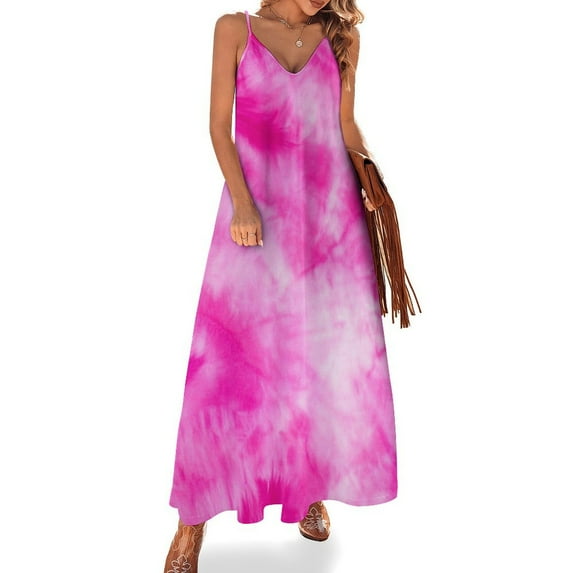 Ladies' Summer Dress Beach Sleeveless Colorful Tie Dye Vortex T-shirt Vest Sun Skirt