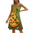 thumbnail image 1 of Ladies' Summer Dress Beach Sleeveless Fun Pizza T-shirt Vest Sun Skirt, 1 of 8