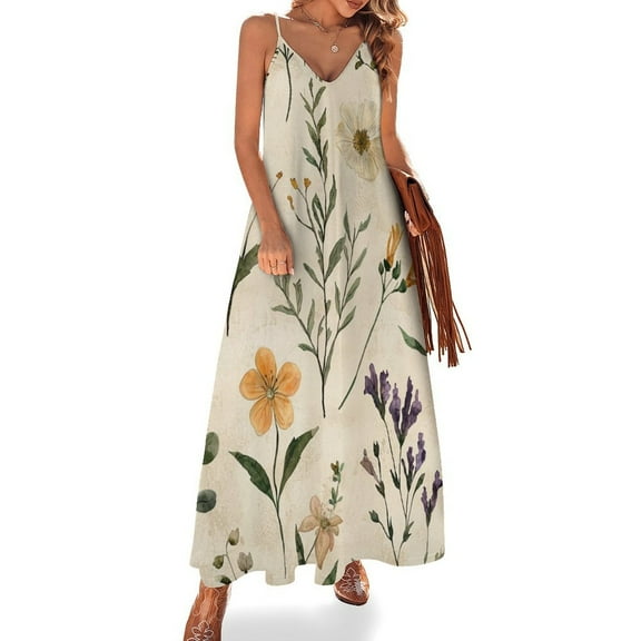 Ladies' Summer Dress Beach Sleeveless Marypoppins6714_soft_watercolor_botanical_print_repeating_on__86bb7d35-2d0b-4374-9ef4-fab2a5d80c7d_4 T-shirt Vest Sun Skirt
