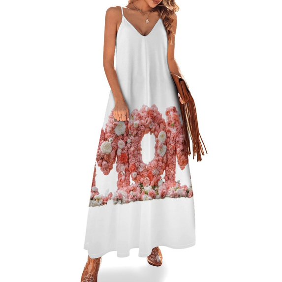 Ladies' Summer Dress Beach Sleeveless Mother's Day T-shirt Vest Sun Skirt