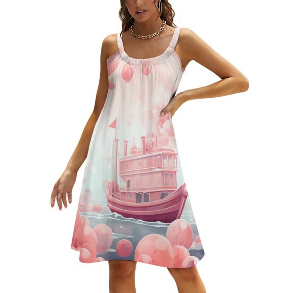 Ladies' Summer Dress Beach Sleeveless Ocean Mermaid Coral T-shirt Vest Sun Skirt