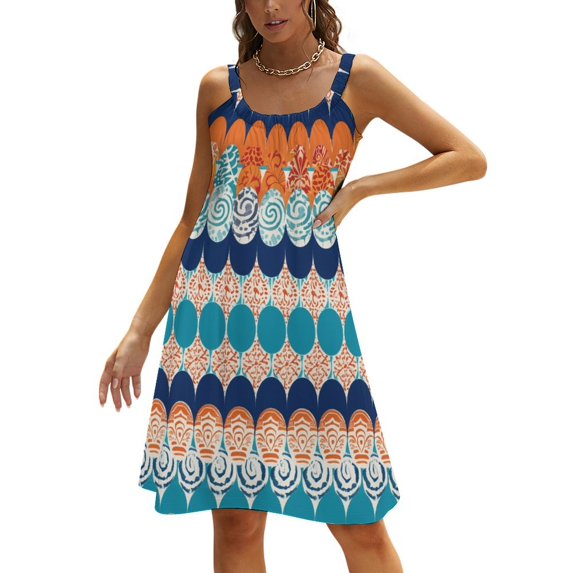 Ladies' Summer Dress Beach Sleeveless The Blue Tribe T-shirt Vest Sun Skirt