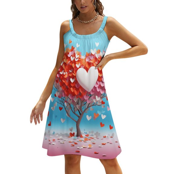 Ladies' Summer Dress Beach Sleeveless The Giving Tree T-shirt Vest Sun Skirt
