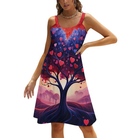 Ladies' Summer Dress Beach Sleeveless The Giving Tree T-shirt Vest Sun Skirt