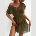 thumbnail image 1 of Ladies' Summer Fashion V-neck Short Sleeve Waist Dress with Mesh Thin Design, 1 of 6