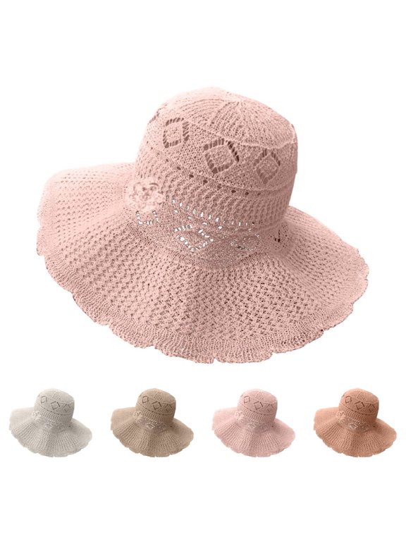 Ladies Summer Hats Only Moment Floppy Big Beach Straw Hats for Women Blended Fabric with Neck Flap Ponytail Hole, Wide Brim Upf 50+ Fishing Hat for Outdoor Beach Hiking Camping Unisex Pink,One Size