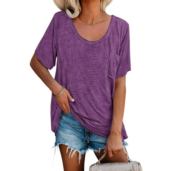 Ladies Summer New Fashion Round Neck Short Sleeve Sports Casual Loose T-Shirt