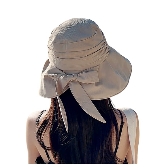 Ladies Summer Outdoor Sunshade Outing Beach Large Brim Bow Fisherman Hat