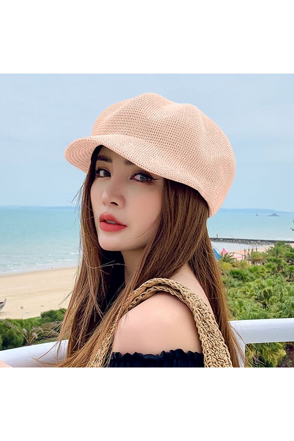 Ladies Summer Outing Sunblock Tongue Octagon Beret Hard Hat with Trim Tan Hats for Women Blend French Hats Women French Men Large Ladies French Hat Adult Hat Wool with Flowers Camera Hat Elegant Women