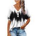 thumbnail image 1 of Ladies' Summer Short Sleeve Shirt Casual Button V-Neck Loose Fit Tshirts Boho Vacation Blouses Blouse, 1 of 5