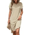 thumbnail image 1 of Ladies Summer Solid Color Slit Midi Dress S, 1 of 9