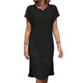 thumbnail image 1 of Ladies Summer Solid Color Slit Midi Dress, 1 of 7