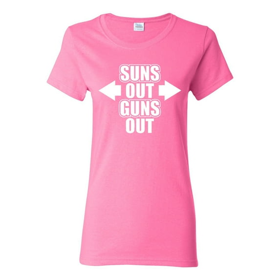 Ladies Suns Out Guns Out Gym Workout T-Shirt Tee