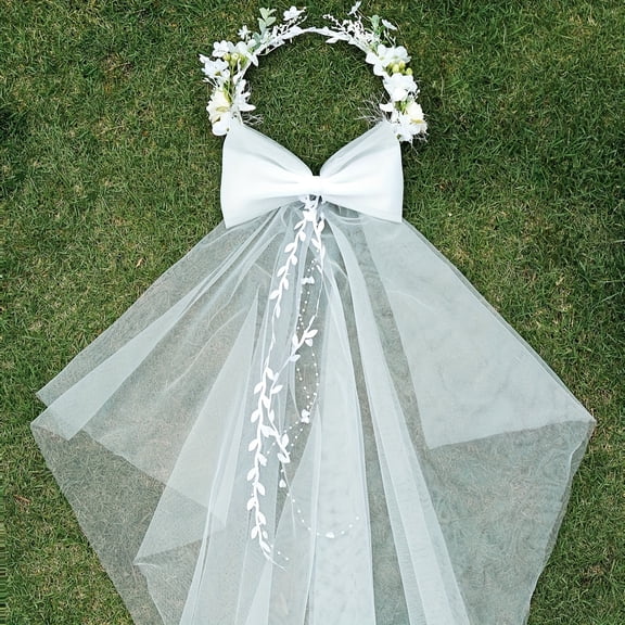 Ladies Super Fairy Bow Flower Veil - Elegant Wedding & Party Accessory with Artificial Flowers